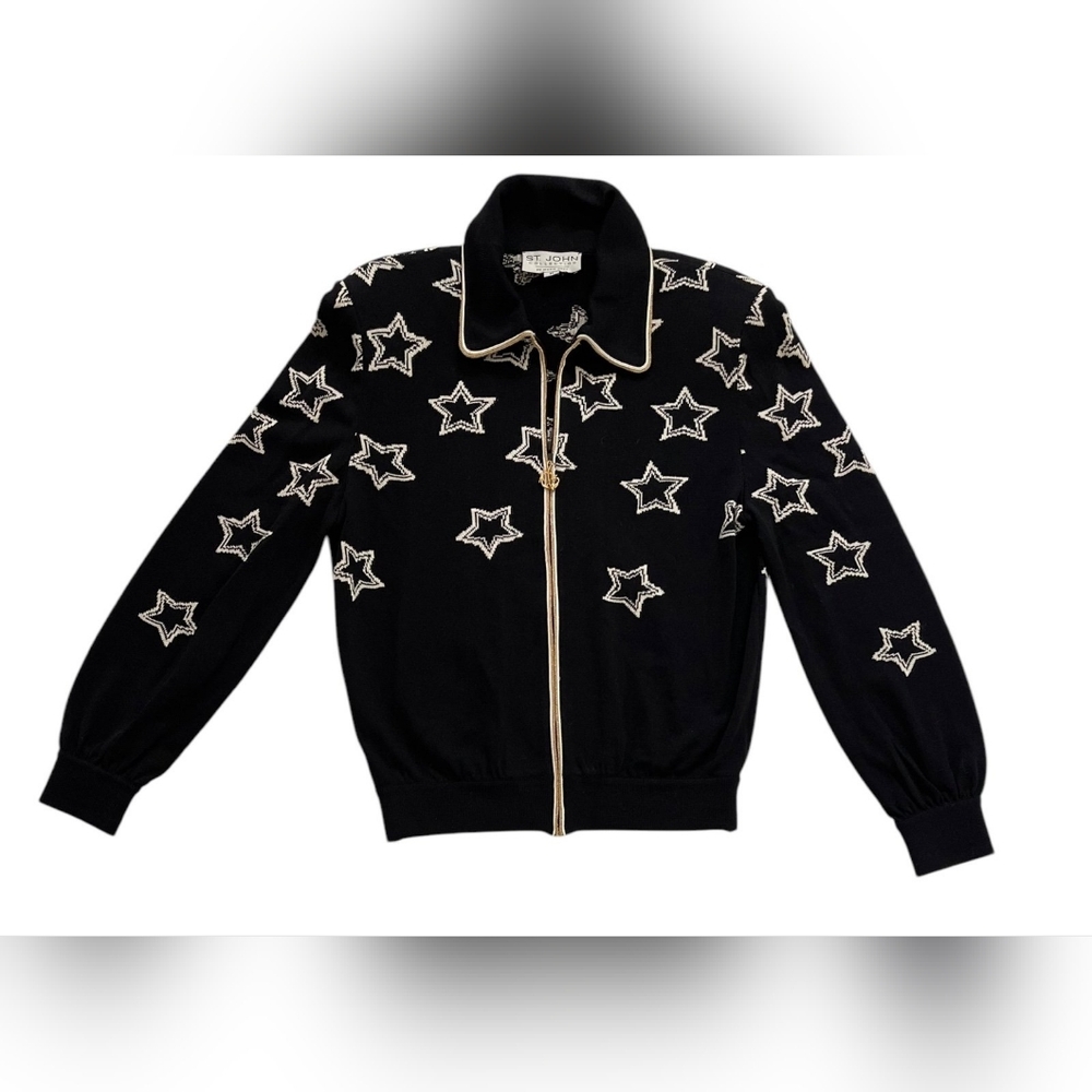 St. John Black Jacket with‎ White Star Pattern